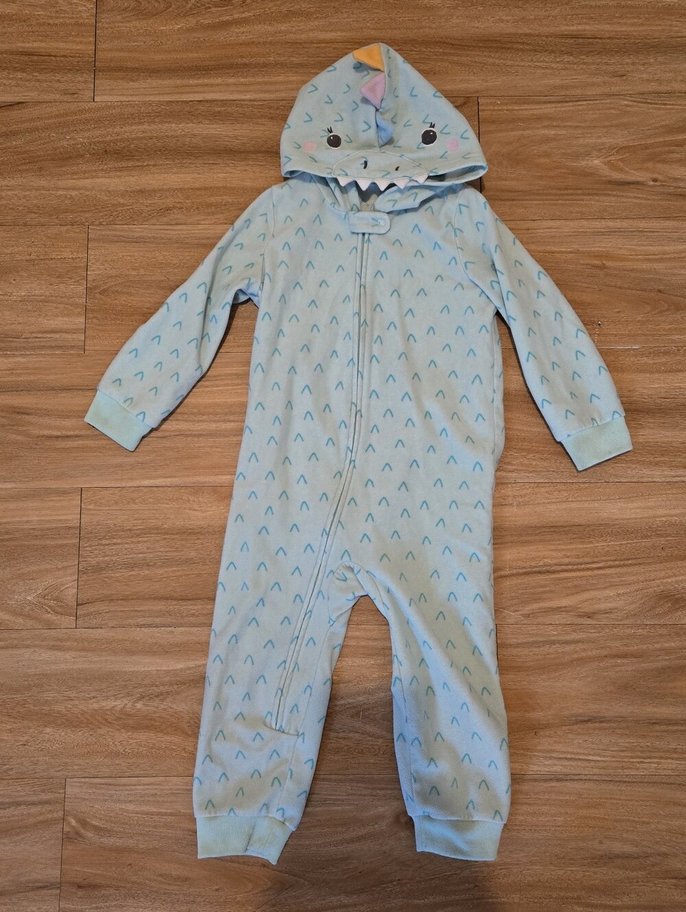 Carter's Light Green Dino Hooded One-Piece Footless Pajamas